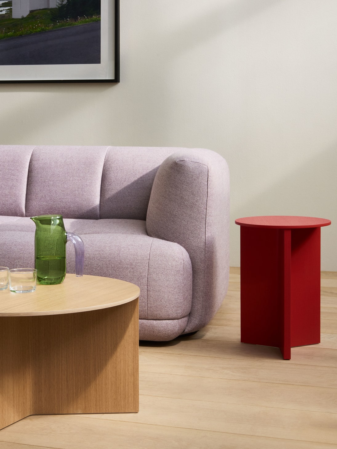 SLIT TABLE WOOD HIGH キャンディレッド Slit Table Wood-Round Ø35 X H47-Candy red water-based